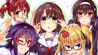 Girls glasses bow tie polka - glass free wallpaper
