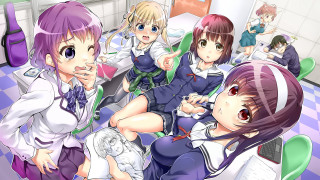 Anime girls kitchen floor man - a man in the background free wallpaper