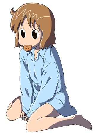 Woman cookie barefoot blue shirt - superflat free wallpaper