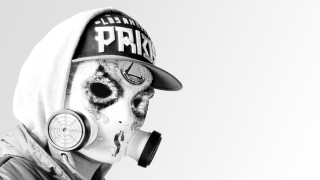 Man gasmask cap cigarette cyberpunk - his mouth free wallpaper