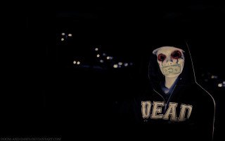 Skeleton face hoodie dark lights - behind them free wallpaper