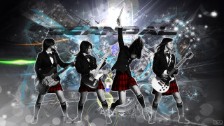 Girls school uniforms guitars group - a background free wallpaper