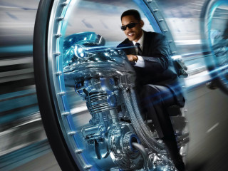 Futuristic motorcycle man mirror tunnel - a blue light free wallpaper