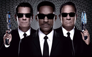 Men suits sunglasses guns mosaic - les automatiste free wallpaper