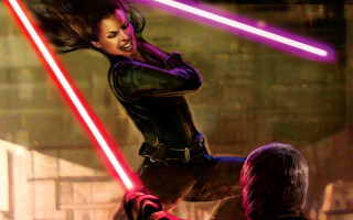 Woman lightsaber man suit sword - drew struzan free wallpaper