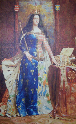 Woman blue dress crown sword - a painting of a woman free wallpaper