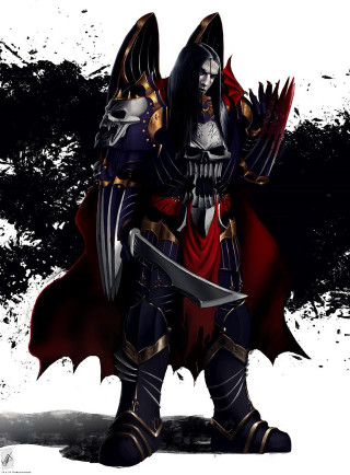 Man armor sword skull chest - epic fantasy character art free wallpaper