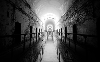 Long tunnel person walking dark - grim free wallpaper