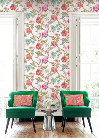 Room green chairs wallpaper flowers - a room free wallpaper