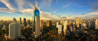 City skyline tall buildings blue 3 - a few building free wallpaper