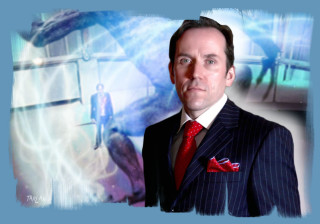 Man suit tie blue background 5 - abstract illusionism free wallpaper