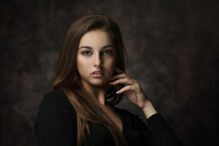 Woman long hair posing hand 12 - free portrait wallpaper