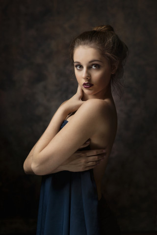 Woman arms crossed posing dark - portrait photography free wallpaper