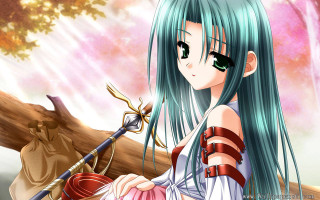 Girl blue hair sword shell - blue hair holding free wallpaper