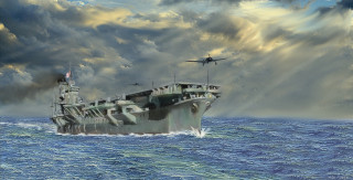Large ship ocean plane flying - a large ship in the middle of the ocean free wallpaper