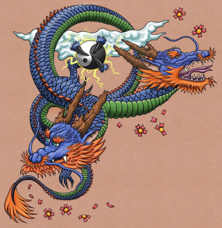 Dragon black eye flying through - dragon art free wallpaper