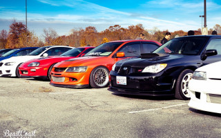 Cars parked parking lot trees - clean line free wallpaper