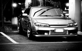 Car parked night hood up - clean free wallpaper