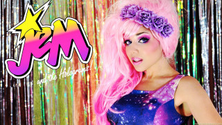Woman pink hair purple flower - artgem free wallpaper
