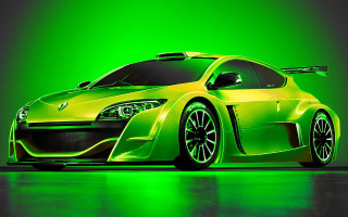Yellow sports car green background - neon color free wallpaper
