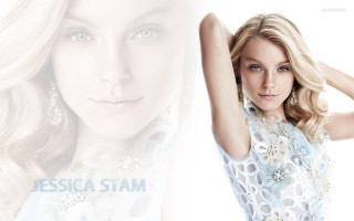 Blonde woman blue dress posing - eva švankmajerová free wallpaper