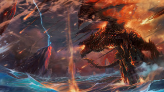 Giant monster attacking ship storm - huge free wallpaper