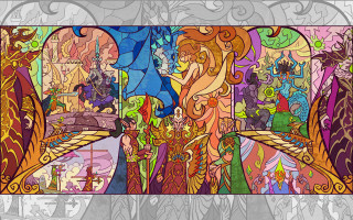 Woman man castle bridge background - epic fantasy free wallpaper