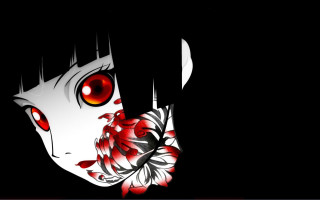 Woman red eyes flower dark - gothic free wallpaper for desktop