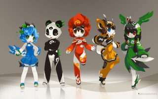 Cartoon characters group white surface 4 - art station free wallpaper