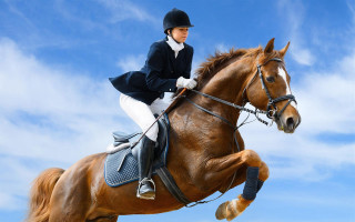 Woman riding horse air sky - ultra high definition free wallpaper