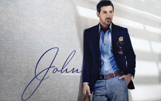Man suit leaning wall handbag - christian hilfgott brand free wallpaper