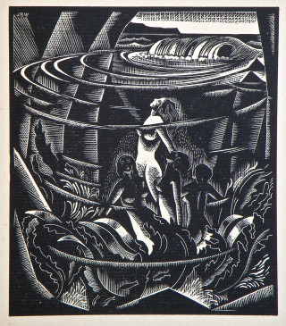 Black white drawing woman boat - wpa free wallpaper