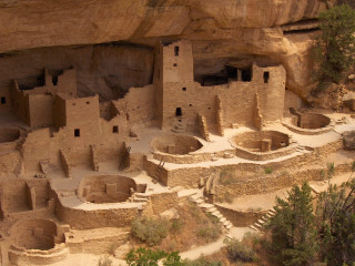 Cliff house architecture ruins trees - side and trees free wallpaper