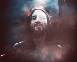 Man long hair beard bird - his shoulder and a bird free wallpaper
