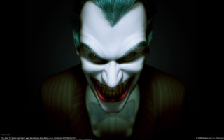 Creepy clown green hair suit - his face and mouth free wallpaper
