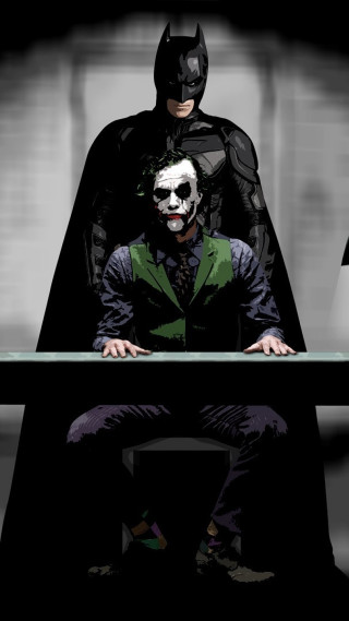 Batman joker sitting table dark - a table together free wallpaper