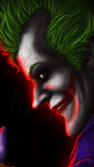 Joker green hair red nose - digital painting free wallpaper