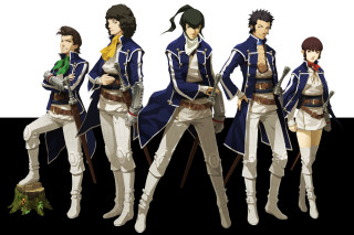 Anime characters group white black 2 - cel free wallpaper