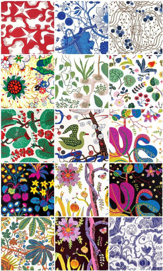 Flower bird collage white border - naive free wallpaper
