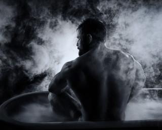 Man bathtub steam blackwhite fog - a bathtub free wallpaper