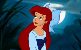 Mermaid red hair blue dress - full free wallpaper