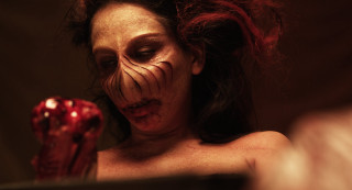 Woman makeup blood knife camera - transgressive free wallpaper