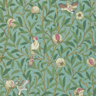 Birds flowers blue background green 2 - a branch free wallpaper