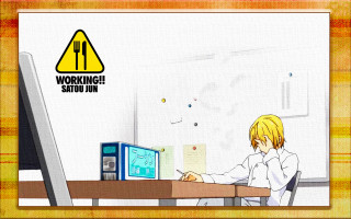 Woman sitting desk microwave workload - a desk free wallpaper for desktop