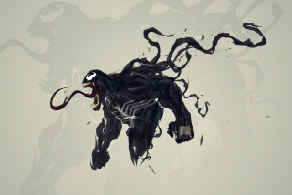 Black white monster red mouth - action painting free wallpaper