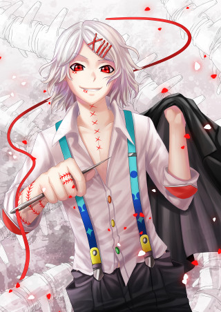 Man knife backpack blood face - a red ribbon free wallpaper
