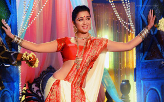 Woman dancing sari man black - stage free wallpaper