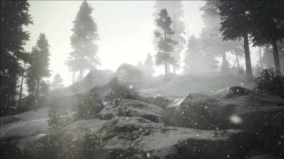 Snow mountain trees fireworks moon - the rock free wallpaper
