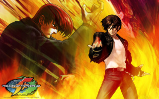 Anime characters fire background flames 2 - poster art free wallpaper