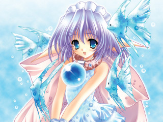 Blue haired girl blue dress - a blue ball free wallpaper